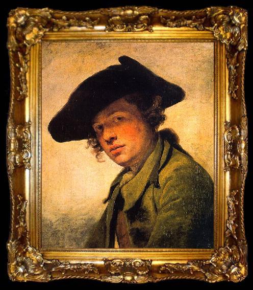 framed  Jean Baptiste Greuze A Young Man in a Hat, ta009-2
